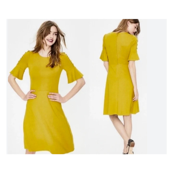 Boden Dresses & Skirts - Boden Alexis Jersey Dress Mustard Yellow Short Sleeve Knee Length Career Size 12
